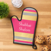 Bandes dorées grises et rose chaud, Shabbat Shalom