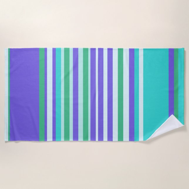 Bandes estivales en violet, vert, serviette de pla (Devant)