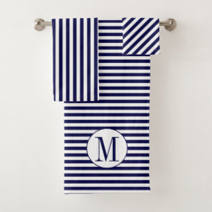 Bandes et monogrammes bleu et blanc de la marine