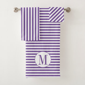 Bandes et monogrammes violets et blancs
