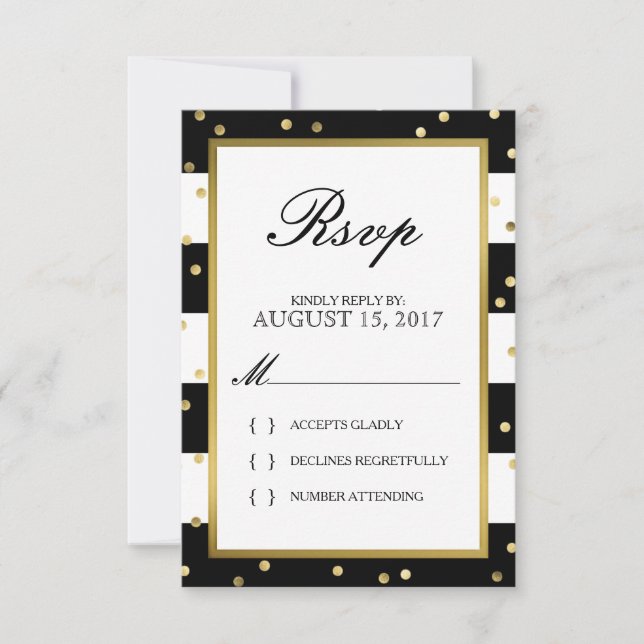 Bandes étincelantes | Carte RSVP Mariage élégant (Devant)
