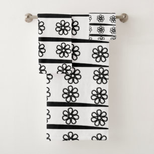 Bandes florales noires et blanches