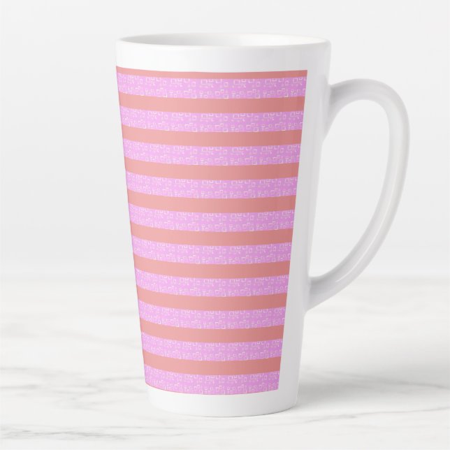 Bandes géométriques roses Latte Mug (Droite)