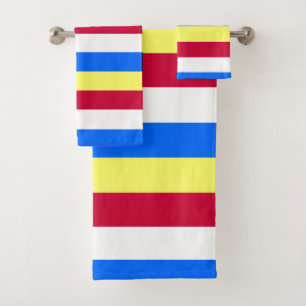 Bandes jaunes, rouges, blanches et bleues