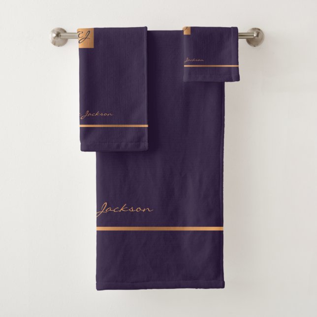 Bandes monogrammées d'or violet moderne (En situation)
