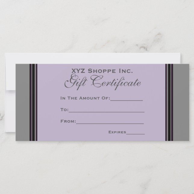 Bandes noires grises de certificat cadeau (Devant)