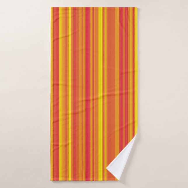 Bandes Orange Rouge Jaune (Serviette de bain)