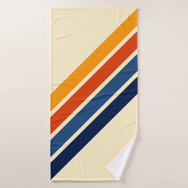 Bandes rétro colorées Motif rayé (Serviette de bain)