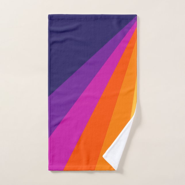 Bandes rétro en diagonale violette et orange (Serviette à main)