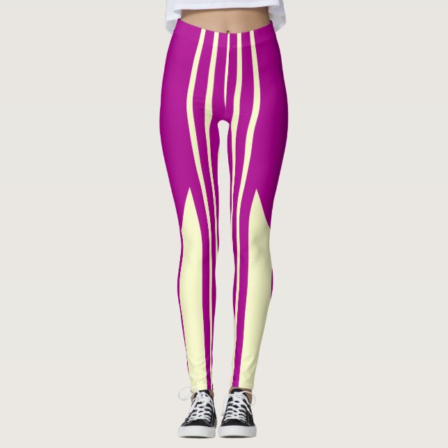 Bandes roses et crème leggings (Devant)