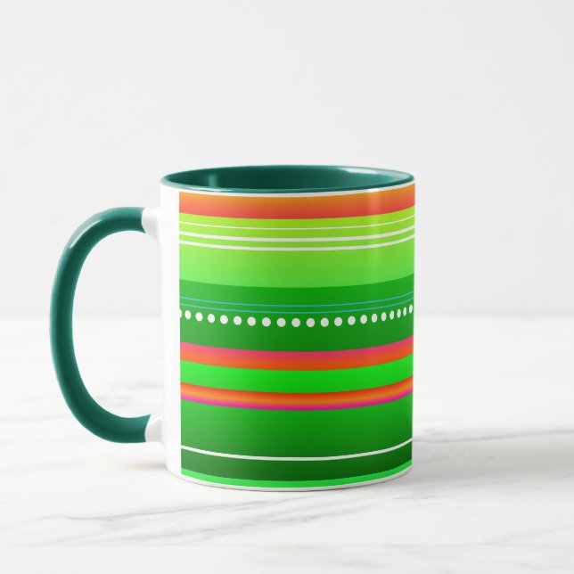 Bandes rouges vertes Mug de Noël (Gauche)
