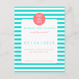 Bandes turquoise - Enregistrer la date Cartes post