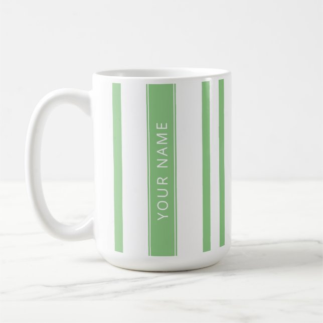 Bandes vertes avec votre nom Mug (Gauche)