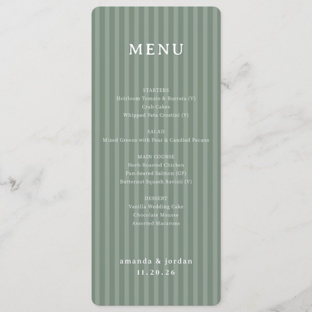 Bandes vertes élégantes de menu (Devant)