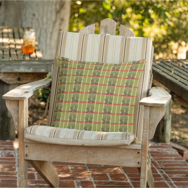 Bandes vertes et jaunes avec oreiller à lancer rou (Chaise)