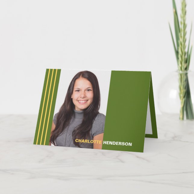 Bandes vertes graduation faire-part multi photo (Devant)