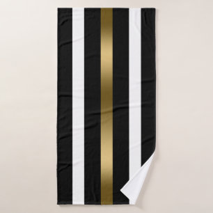 Bandes verticales noir et blanc or accents