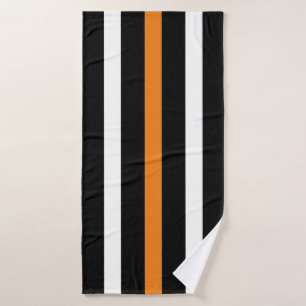 Bandes verticales noires et blanches accents orang