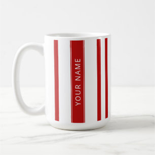 Bandes verticales rouges avec votre nom Mug