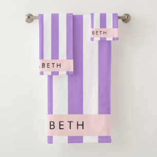 Bandes Violettes, Motif Gratté, Lignes, Votre Nom