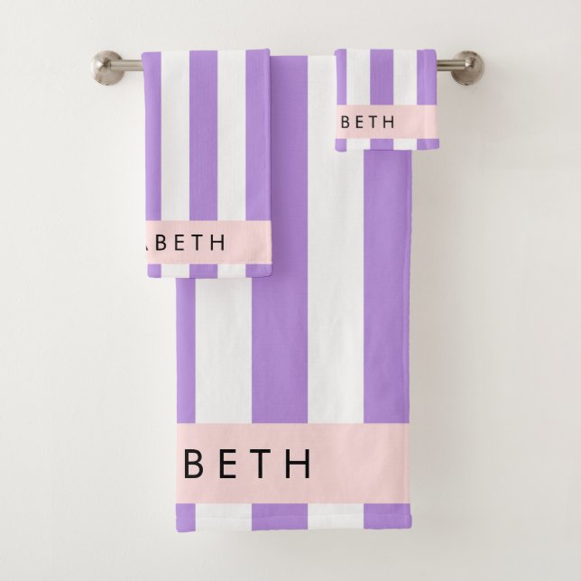 Bandes Violettes, Motif Gratté, Lignes, Votre Nom (En situation)