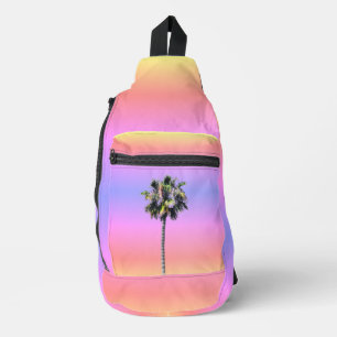Bandoulière Palm Tree Coloré rose violet Imprimé Coupe Sac à c