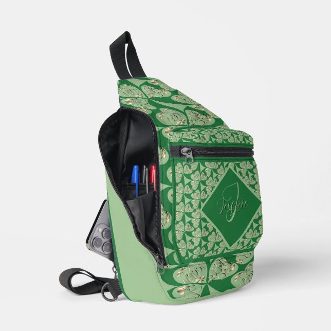 Bandoulière Sac à coudre avec imprimé trèfle (Ouvrir)