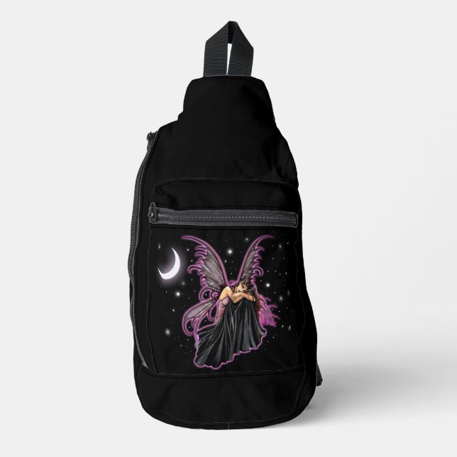 Bandoulière Sac à coudre imprimé fée violette (Recto)