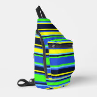 Sac à coudre rayé bleu vif, chaux et jaune