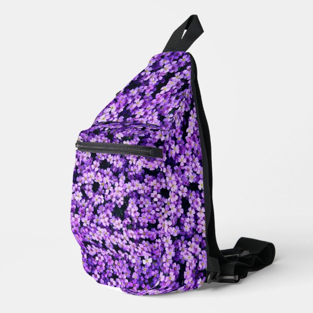 Bandoulière Sac à élingue à fleurs violettes (Coin droit)
