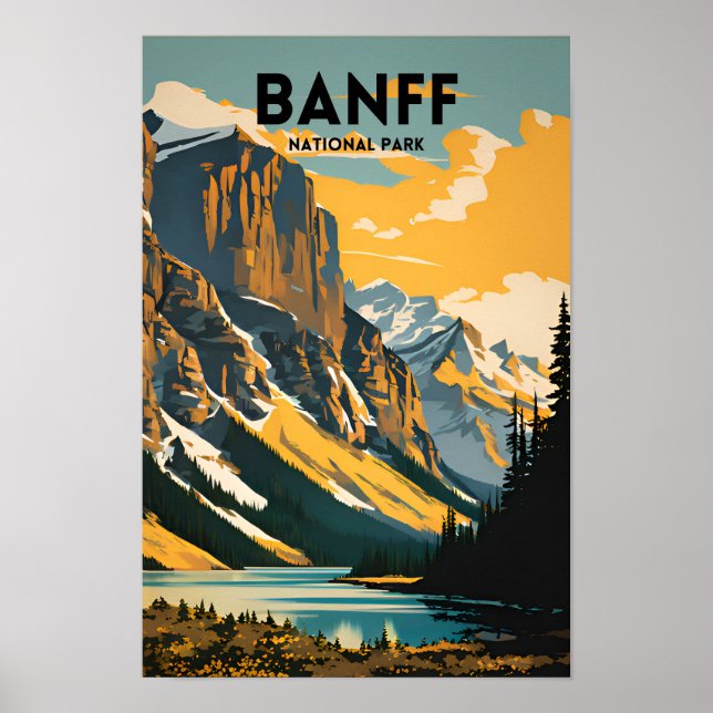 Banff National Park Vintage Travel Poster (Devant)