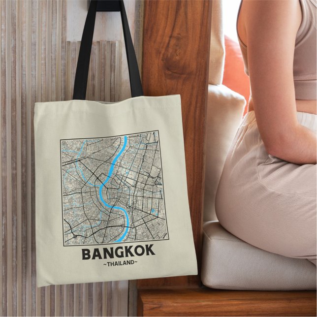 Bangkok, Thailand, City Map Tote Bag (Créateur téléchargé)