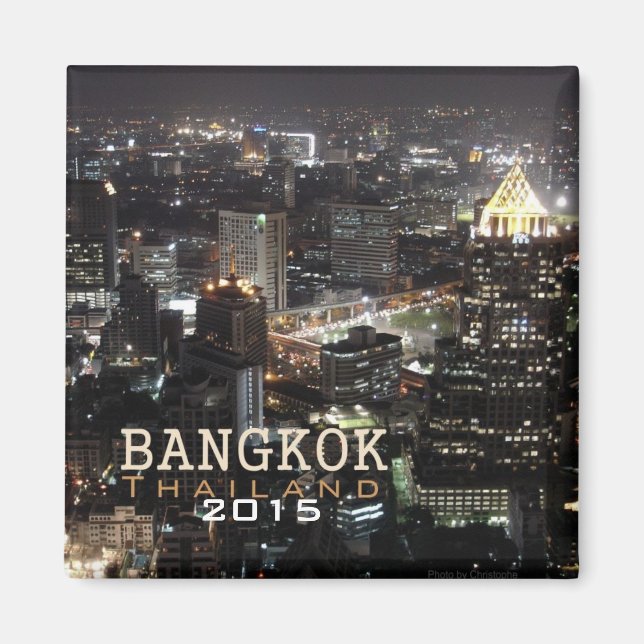 Bangkok Thaïlande Nightime Travel Souvenir Magnet (Devant)
