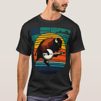 Banjo Bison Sunset MidCentury Moderne TShirt