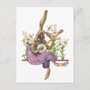 Banjo Jouer Carte Postale Bunny