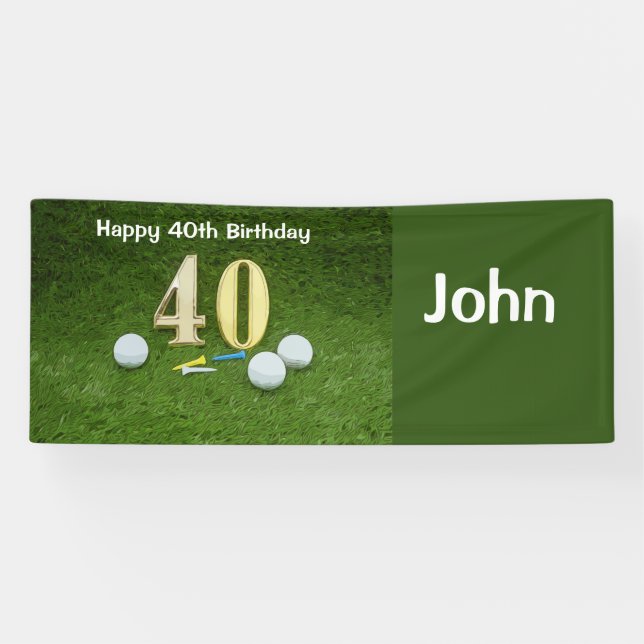 Bannière 40e anniversaire de golf pour golfeur ave (Horizontal)