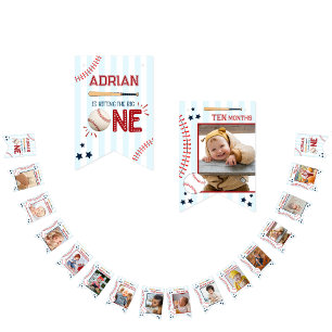 Bannière À Fanions 1er joli anniversaire 12 mois Photo Jeu de jalon