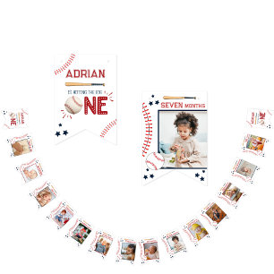 Bannière À Fanions 1er joli anniversaire 12 mois Photo Jeu de jalon