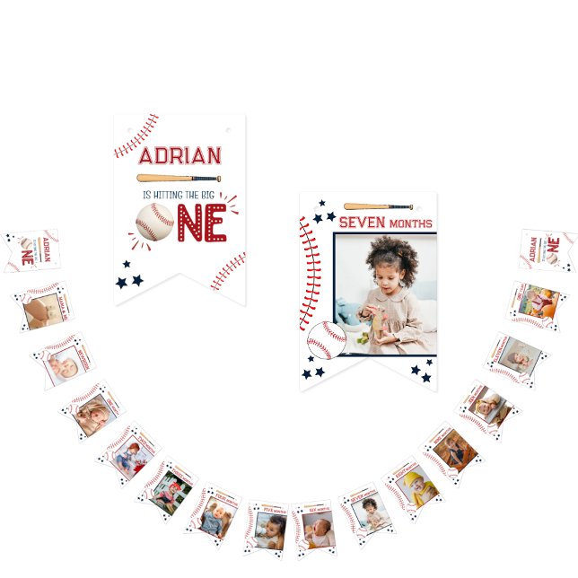 Bannière À Fanions 1er joli anniversaire 12 mois Photo Jeu de jalon (Créateur téléchargé)