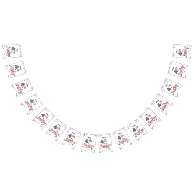 Bannière À Fanions 4 juillet Étoiles Ballons à huile (Tout)