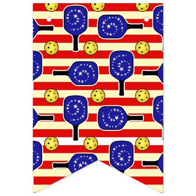 Bannière À Fanions 4 juillet Pickleball Rouge Blanc Bleu Jaune Ballon (Premier drapeau)