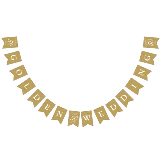 Bannière À Fanions 50e anniversaire de Mariage Gold Dust Confetti (Tout)