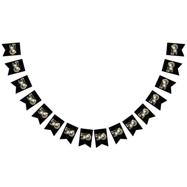 Bannière À Fanions 50e Sparklers sur Noir (Tout)