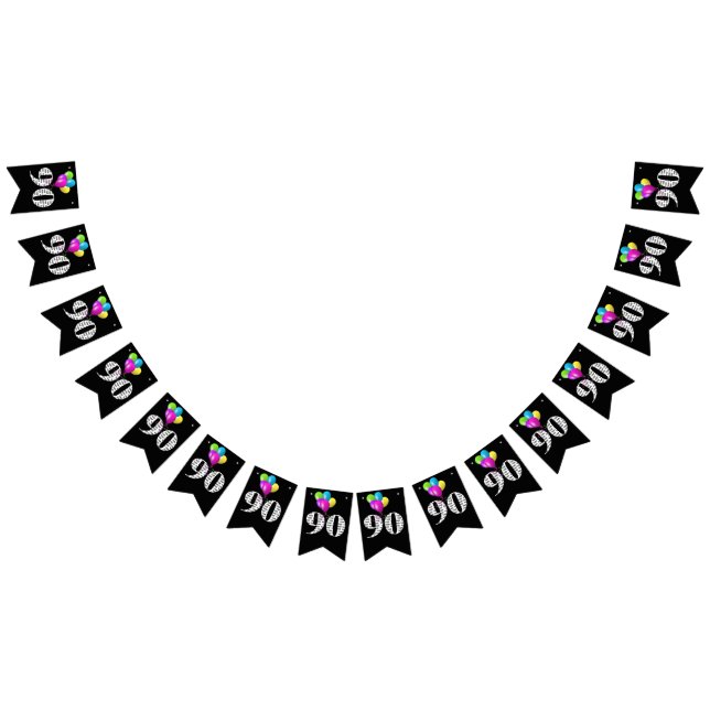 Bannière À Fanions 90e anniversaire ballons de fête (Tout)