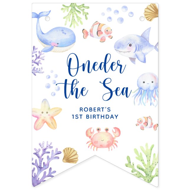 Bannière À Fanions A L'OEIL De La Mer 1Er Anniversaire Sous La Mer (Premier drapeau)