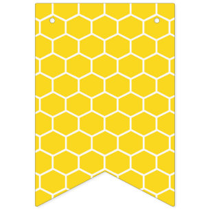Bannière À Fanions Abeille Géométrique Lignes Blanches Nid d'abeille