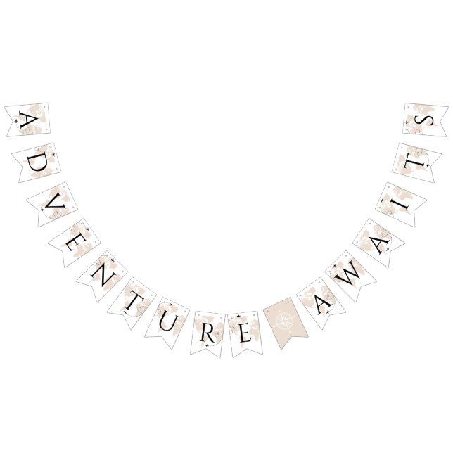 Bannière À Fanions Adventure Await Voyage carte du monde (Tout)