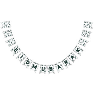 Bannière À Fanions Aïd moubarak croissant Islam moubarak stars