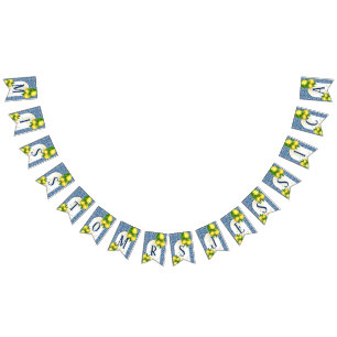 Bannière À Fanions Amalfi bleu tuiles citrons manquez à mrs 7 nom let