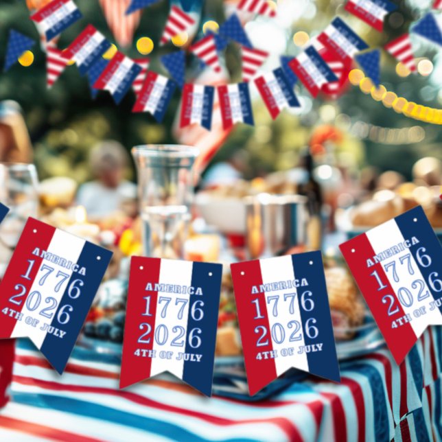 Bannière À Fanions Americana Red White Blue Stripes America 1776 2026 (Créateur téléchargé)